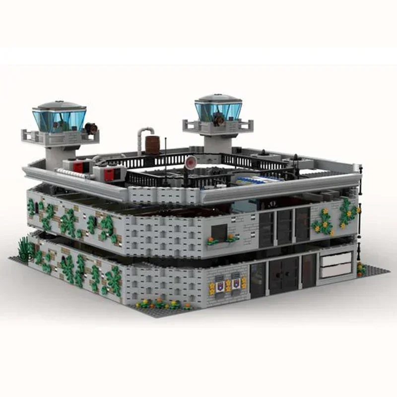 Stad Street View Model Moc Bouwstenen Maximale Beveiliging Gevangenis Technologie Modulaire Blokken Cadeau Kerst Speelgoed DIY Set Montage