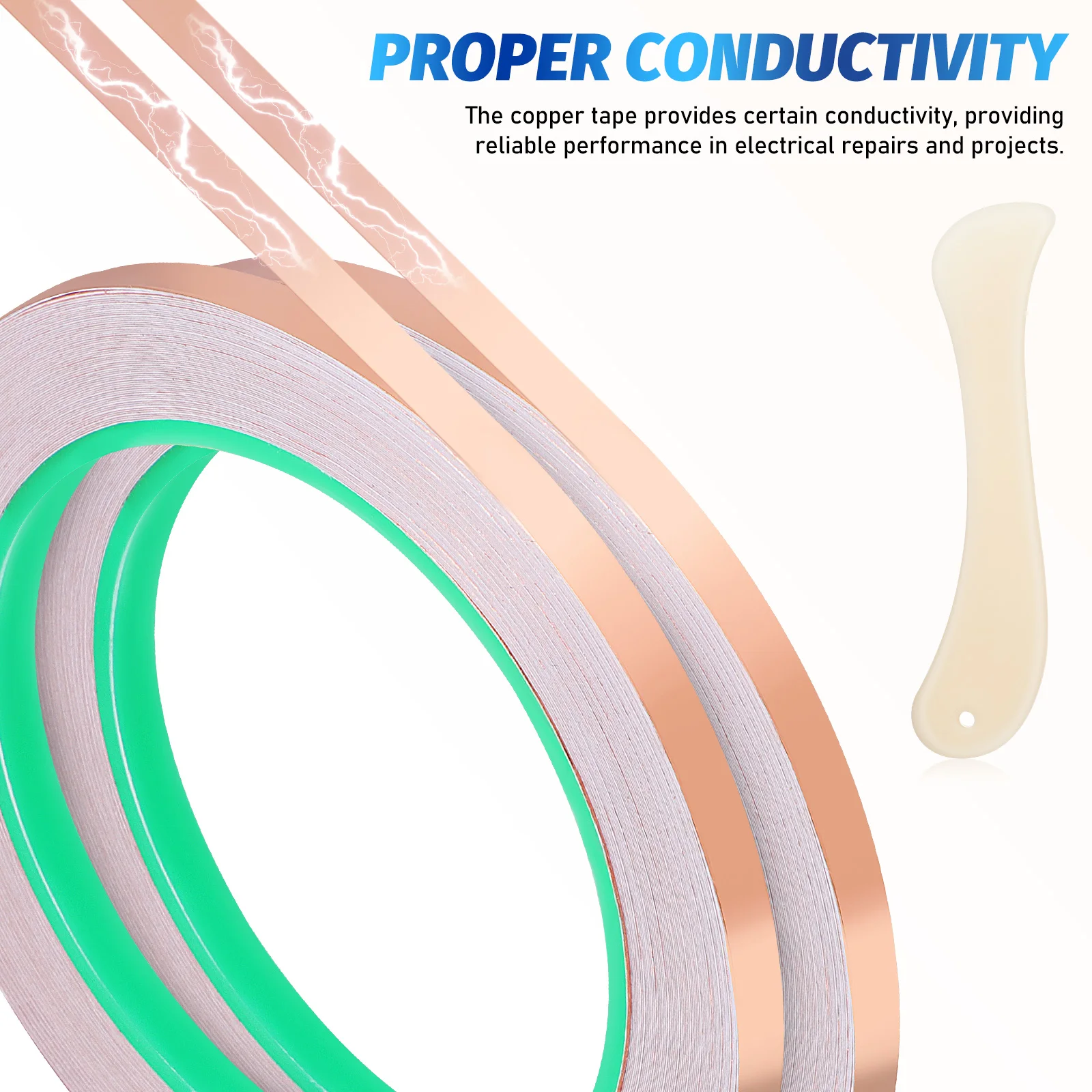 10M Copper Foil Tape Self-Adhesive Conductive Thin For Stained Glass Craft Diy Electronics Repair Shielding Decorative Roll