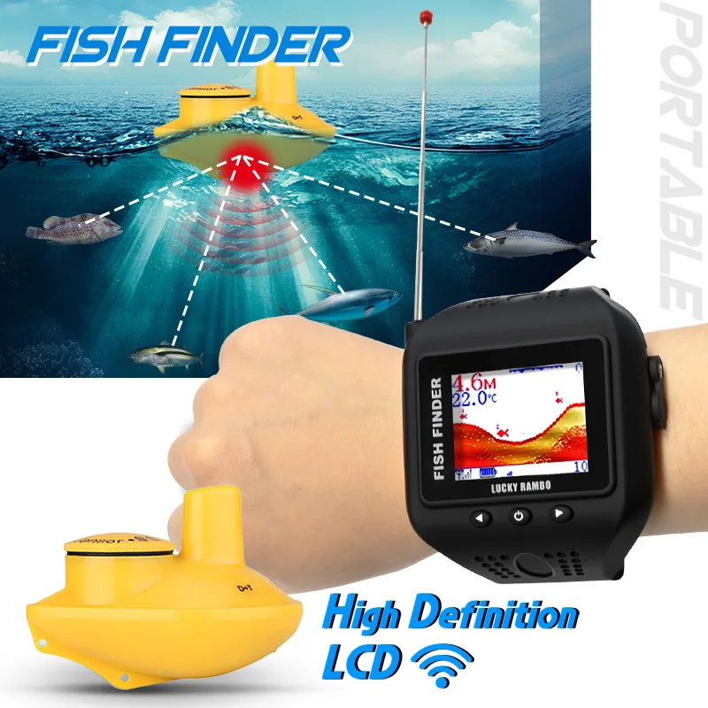 Sonar détecteur de poisson capteur sans fil 60M profondeur d'eau LUYA écho sondeur pêche montre Portable détecteur de poisson détecteur de poisson Rechargeable