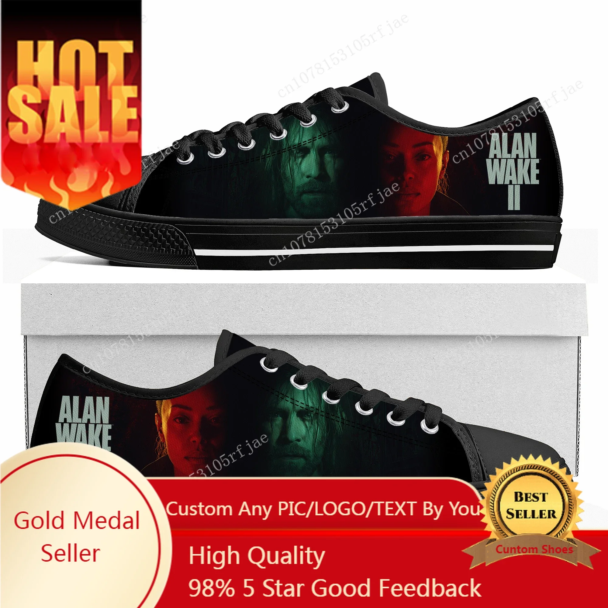 

Alan Wake2 Custom Low Top Sneakers 3D Game Womens Mens Teenager Fashion Shoes Casual Tailor Made Canvas Sneaker
