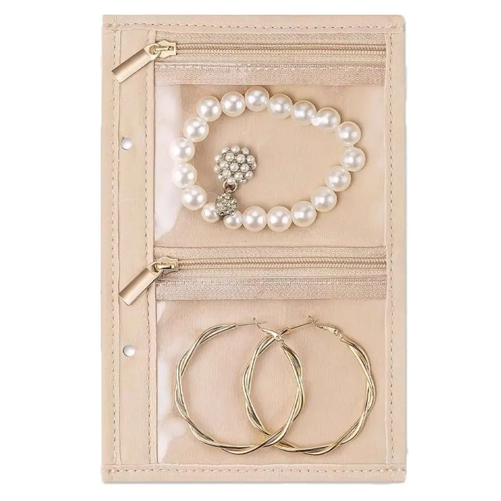 Earrings Necklace Velvet Jewelry Packing Bag Bracelet Rings Transparent Jewelry Display Holder Multi-pockets Zipper