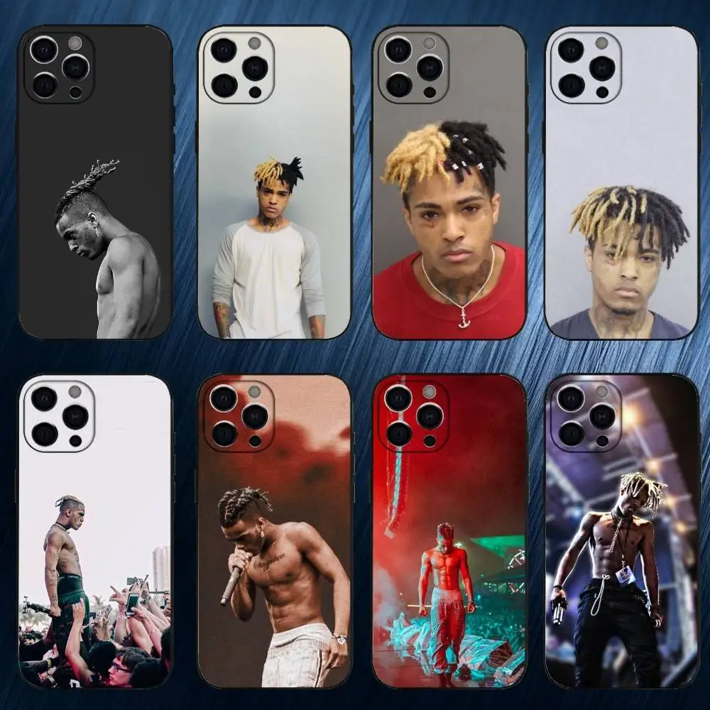 

Rapper X-XXX-TentacionS Phone Case For iPhone 17,16,15,14,13,12,11 Plus,Pro Max, Black Silicone Cover