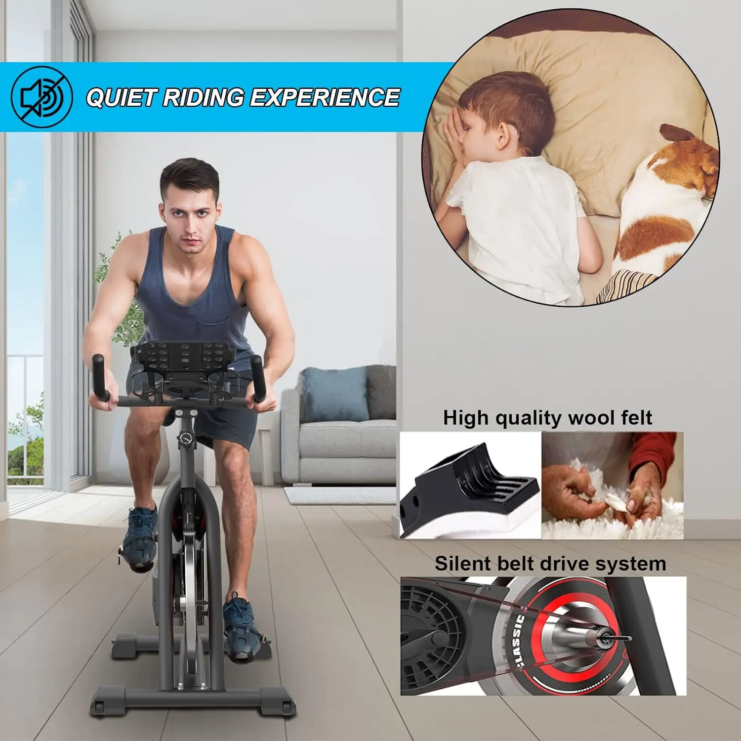 Cyclette stazionarie, bici da ciclismo Indoor per palestra Cardio domestica, bici da allenamento con coprisella, supporto per pad e Monitor LCD, Silen