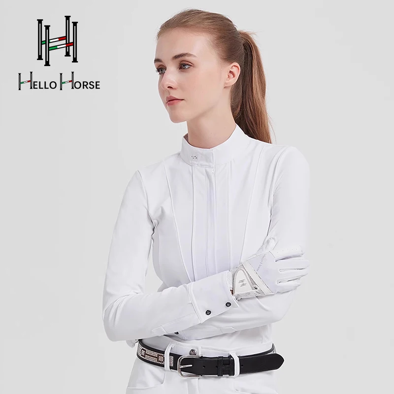 Женская спортивная одежда для верховой езды с длинными рукавами Hello Horse, детская футболка, профессиональная одежда для верховой езды, рыцарское снаряжение, ремень безопасности