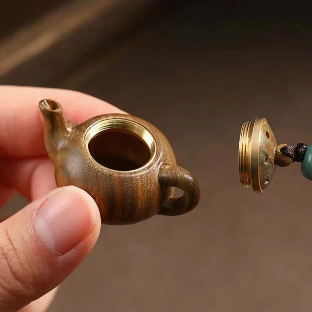 Cartoon Mini Little Teapot Keychain Waterproof Carved Teapot Pendant Openable Woven Rope Beads Phone Chain Women Men