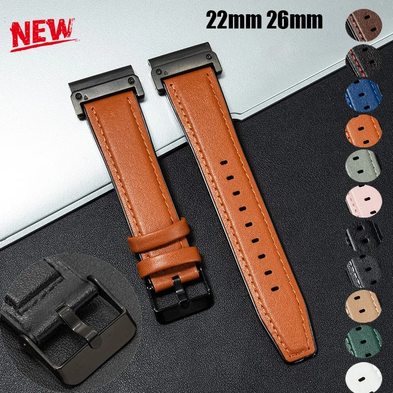 26mm 22mm Lederarmband für Garmin Watch Fenix 8 51mm 6 6x7 7x Pro 5 5x Plus Band Vintage Armband Forerunner 945 925 Armband