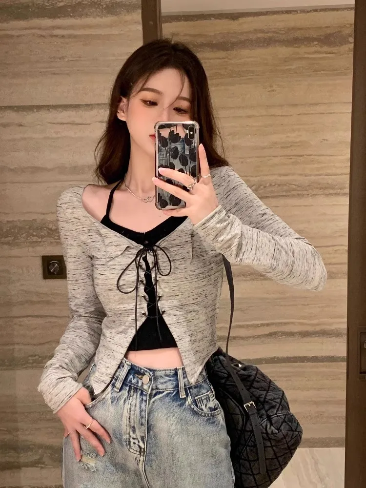 

Женский комплект Spicy Girl: футболка с длинным рукавом и шорты, новинка ранней осени и весны, в стиле Sweet & Spicy Chic, уникальный и изысканный.