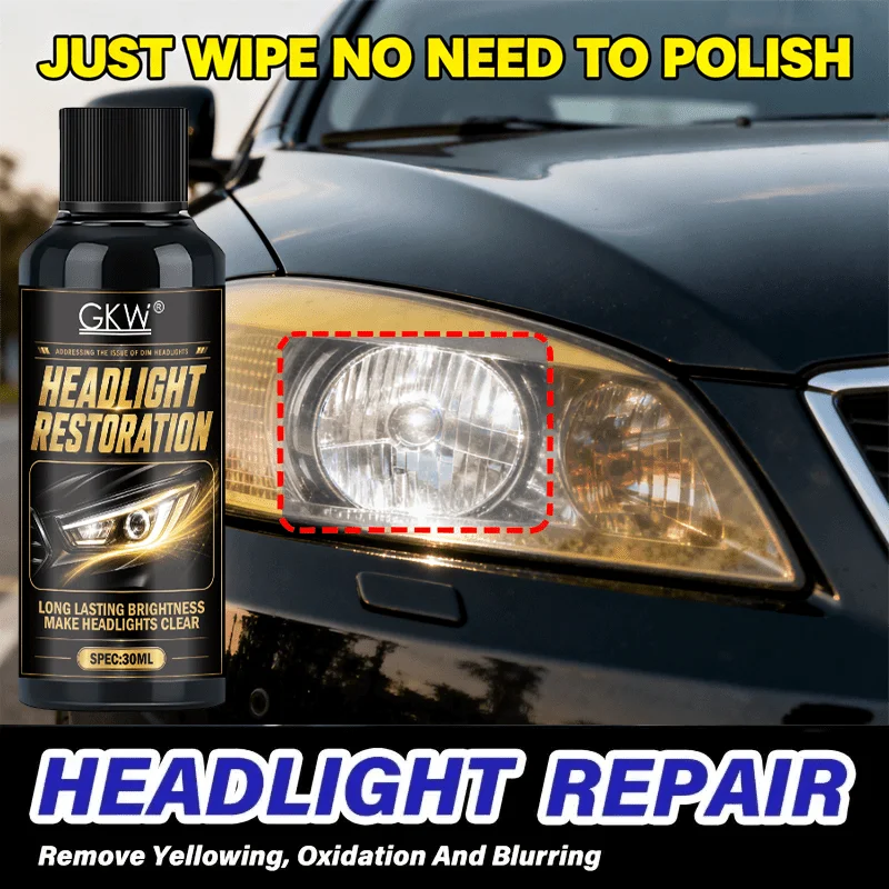 Car Headlight Restoration Paste, Premium Polish, Removes Yellowing, Oxidation & Hazing, Restore Clarity, for Front & Rear Lights