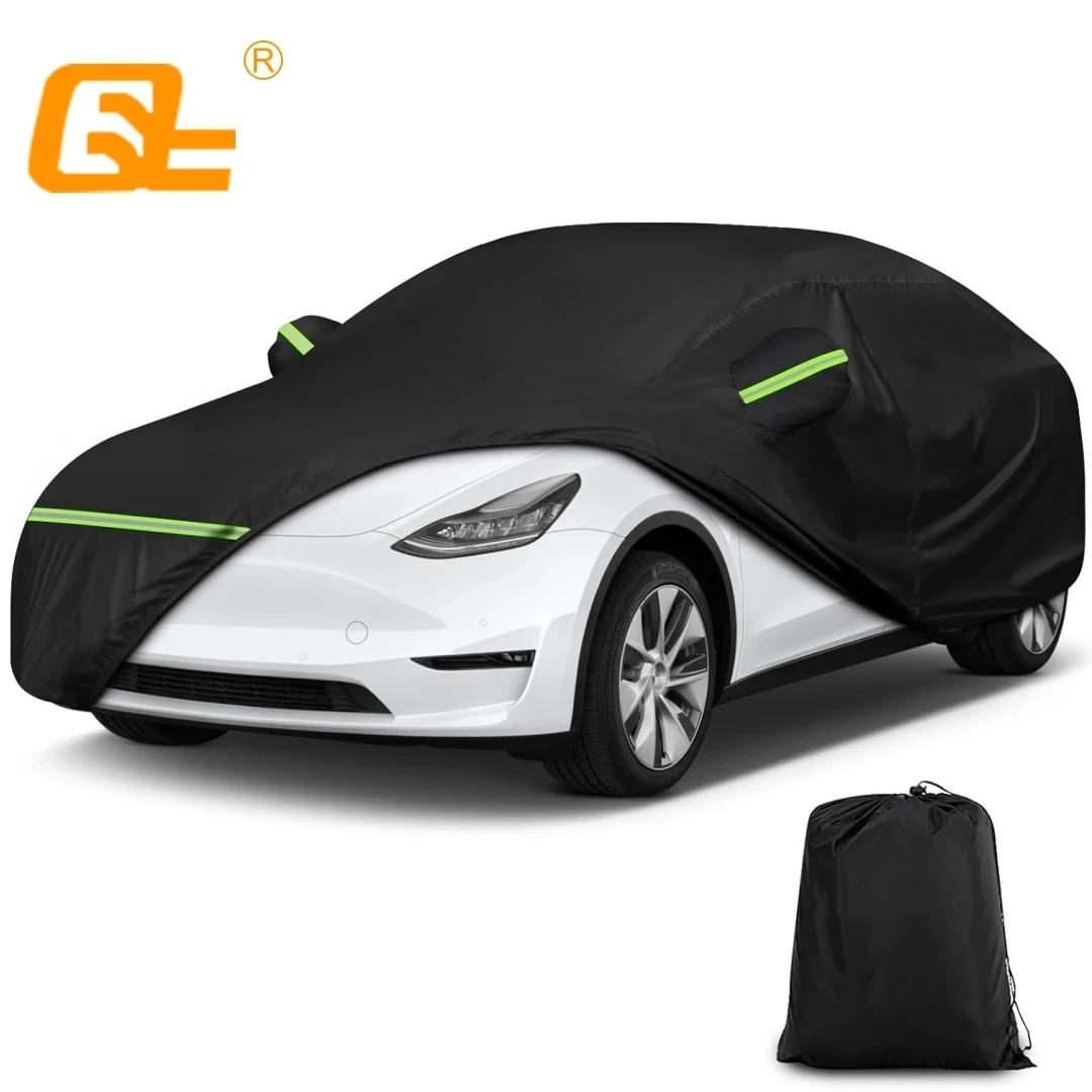 

Custom Waterproof Car Cover For Tesla Model Y Heavy Duty Protection Hail & Windproof with Charge Port Opening and Side Zipper