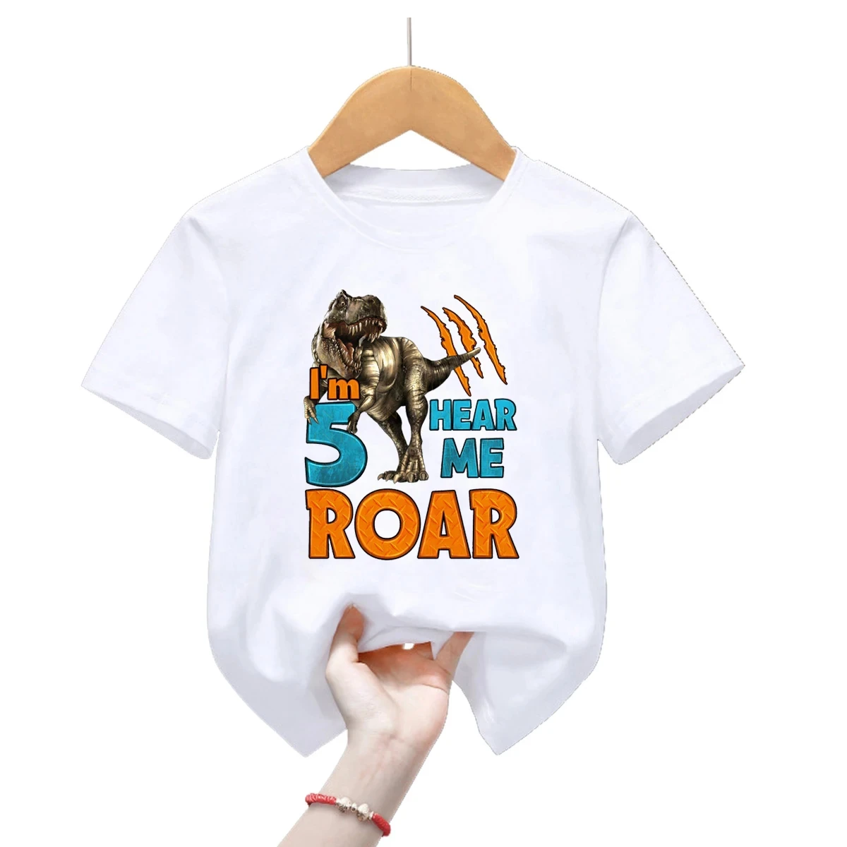 Theme Dinosaur Hear Me Roar I'M 1 2 3 4 5 6 T-Shirt Dinos T Shirt Girls Boy Happy Birthday Gift Kids Clothes Short Sleeve Tops