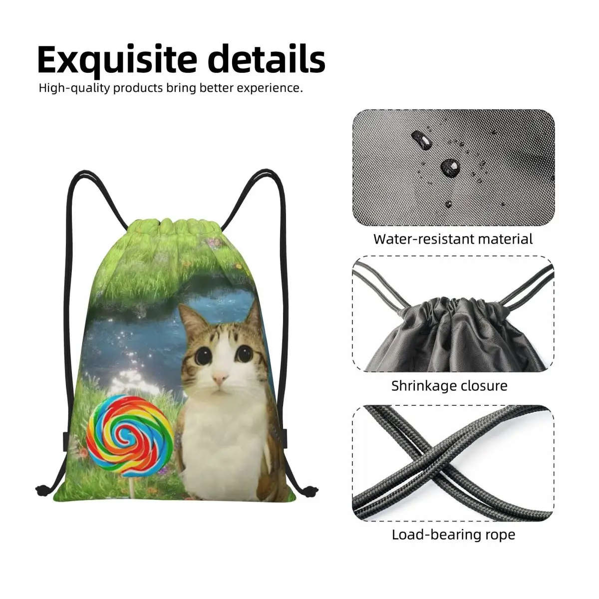 Dreamy Meowl CatOwl Cute Drawstring Backpack Sports Gym Bag String Sackpack for Yoga
