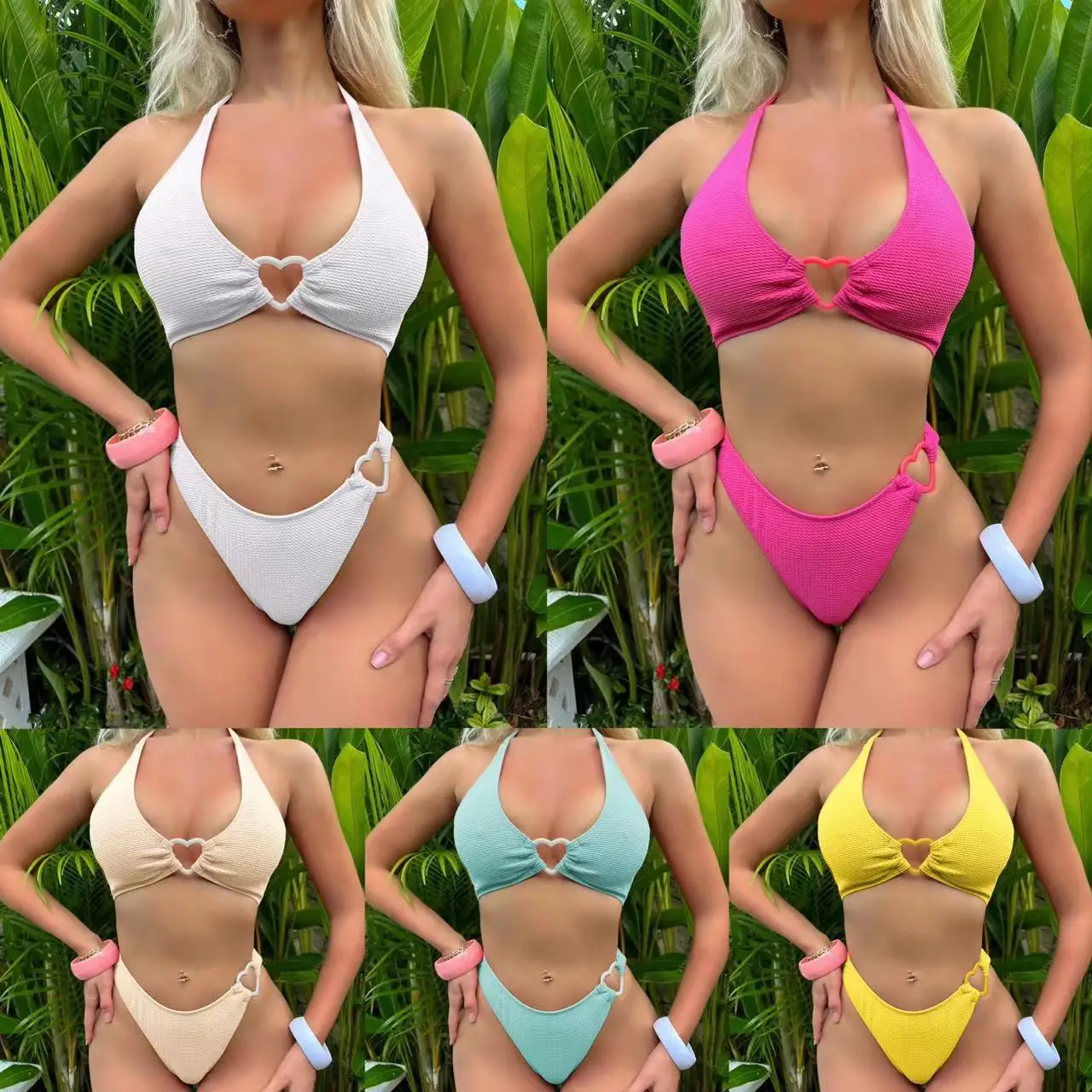 Maillot de bain deux pièces en dentelle, sexy, extrême, taille haute, en forme de cœur, coupe haute, style brésilien, pour femmes, nouvelle tendance