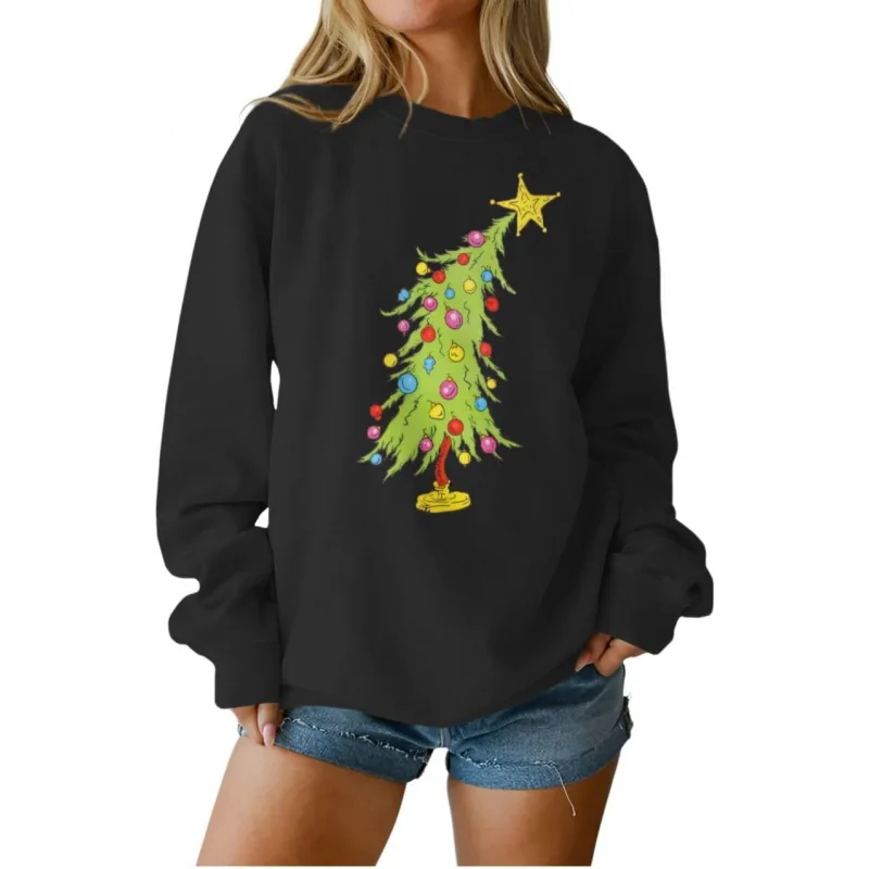 

Christmas women's sportswear casual pattern pullover holiday top long sleeved winter clothing