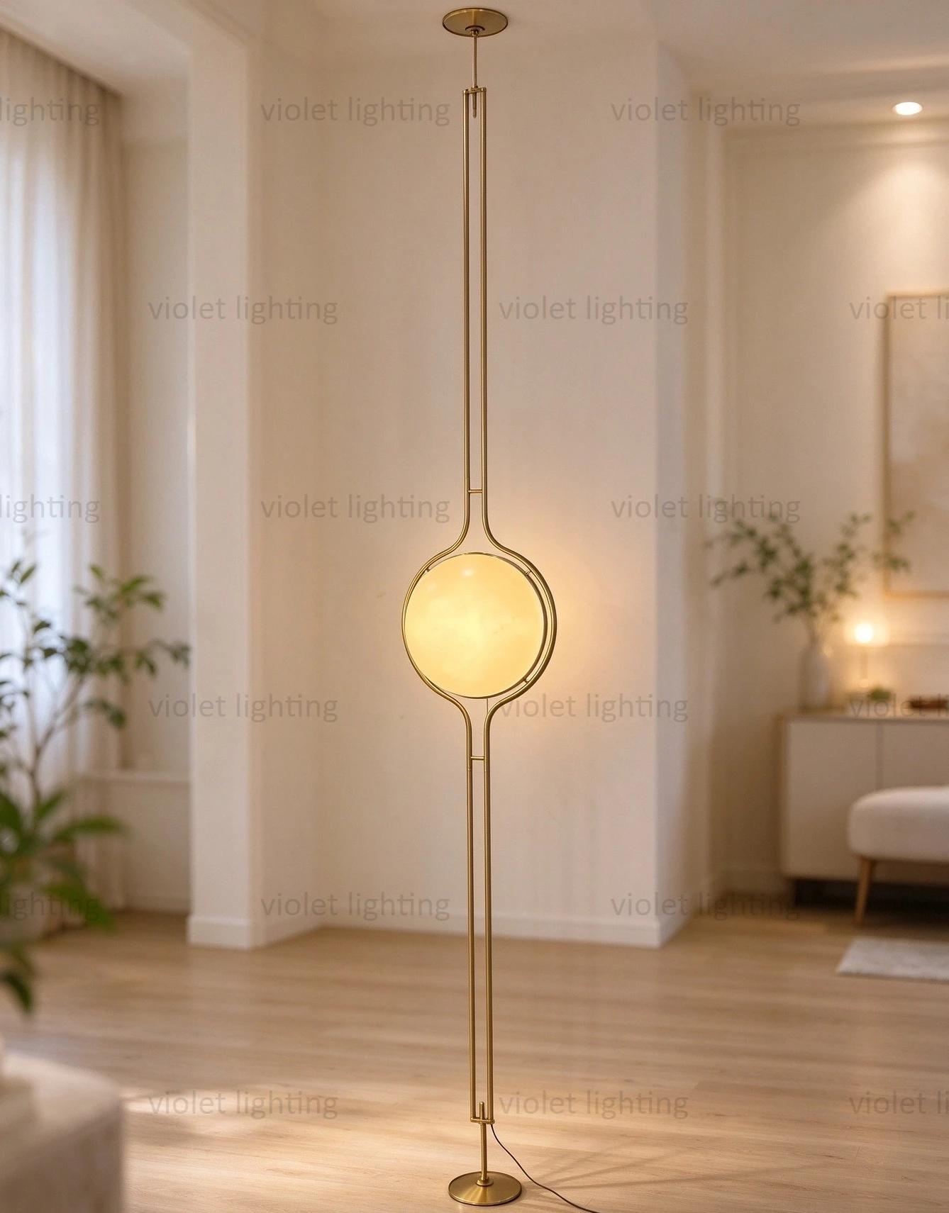 Golden Indoor Floor Lamp Pendant Light Acrylic Ball Floor Light Living Room Hotel Sofa Decor Lamp Height Adjustable Customized