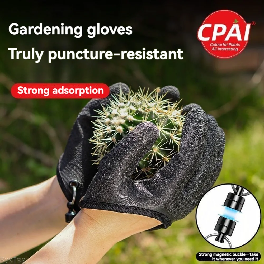 Gardening Gloves Magnet Release Anti-slip Waterproof Anti-puncture Work Safety Protection
