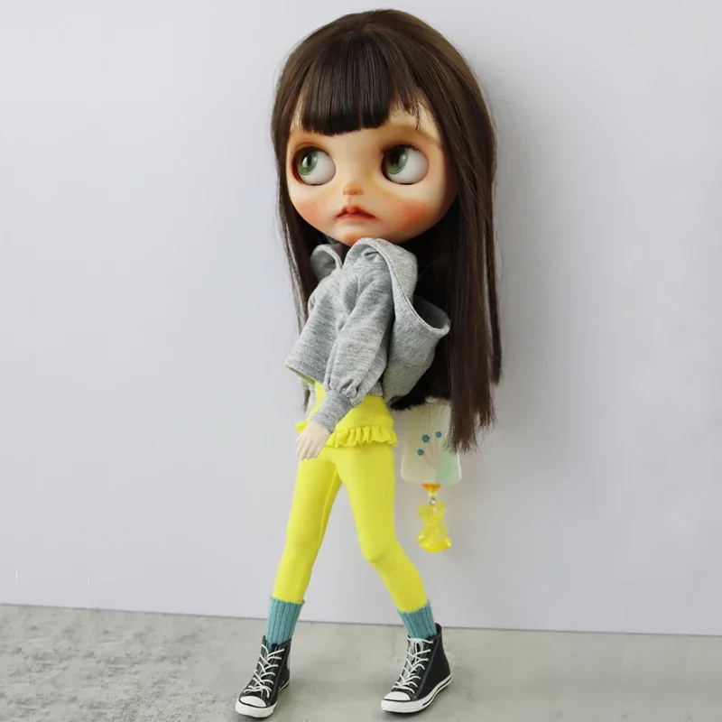 For Blythe Doll Outfit Green Black Grey Hoodie Coat Sweater for Ob24 Ob22 Azone Dolls Clothes Leggings
