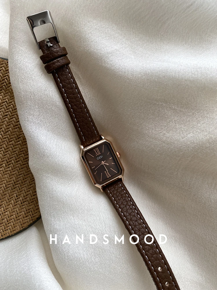 Women's luxury retro high-end simple square leather strap watch fashion watch female fashion quartz watch woman gift
