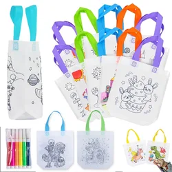 Double Sided DIY Graffiti Bags with Marker Non-Woven Children Handmade Gift Bags For Kids Art Crafts Color Filling Painting Toys