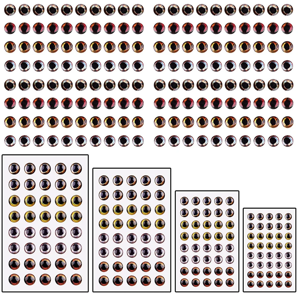 160Pcs Fishing Eyes set 4D Realistic for Lure Fish Eyes 3mm 4mm 5mm 6mm Fly Tying Lures simulation Crafts DIY Making Accessories