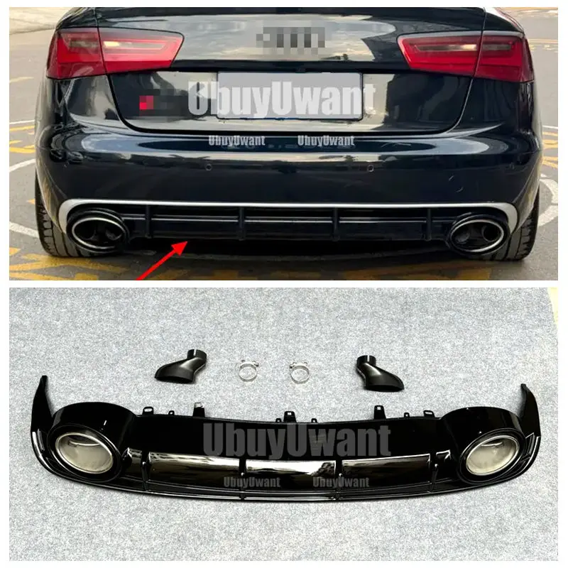 Rear Bumper Diffuser Lip Spoiler Protector For Audi A6 C7 C7.5 Standard Hatchback Avant Touring /Sedan 2012 - 2018