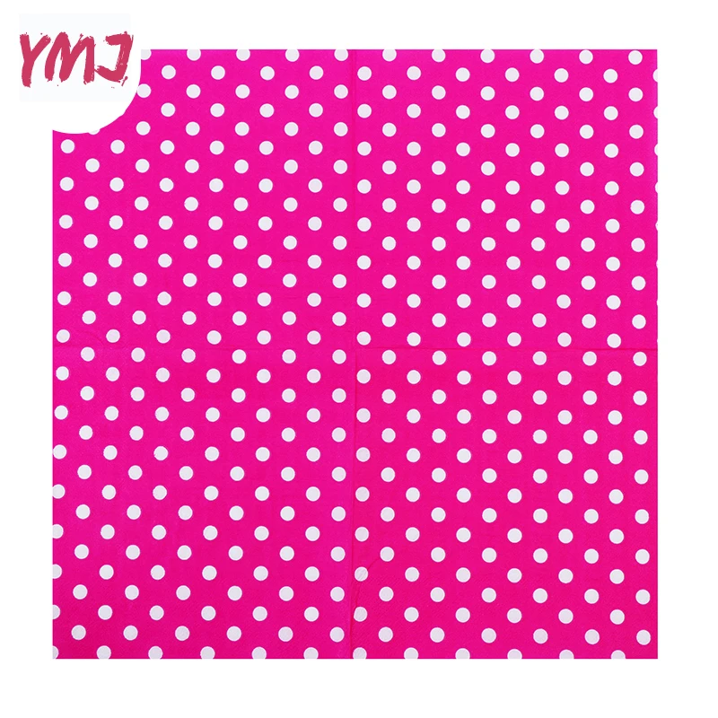 Six-color polka dot folded napkin disposable coffee shop western restaurant party decoration wood pulp paper 20pcs/pac 33*33cm