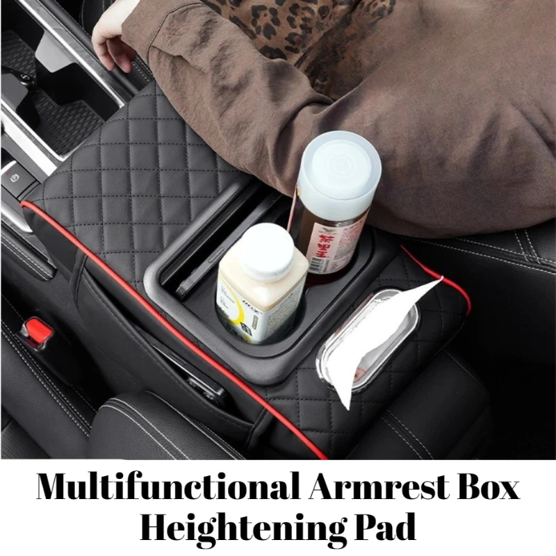 

Universal Car Armrest Box Heightening Pad Premium Central Armrest Box Multifunctional Four-in-One On-Board Tissue Box Cup Holder
