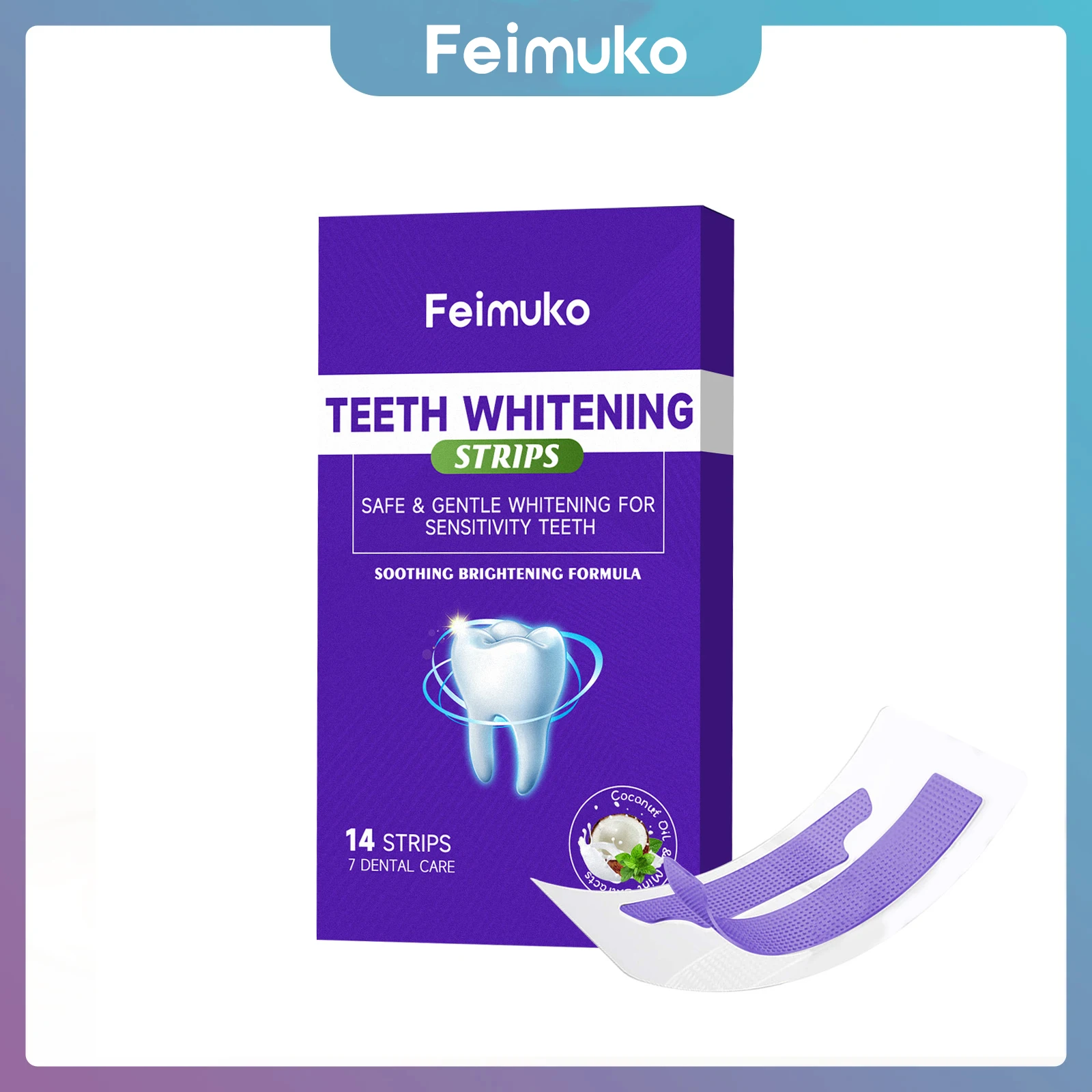 Purple Whitening Care Dental Patches Cleaning Tooth Remove Yellow Refresh Breath Reduce Sensitivity Teeth Veneer Bleaching Strip