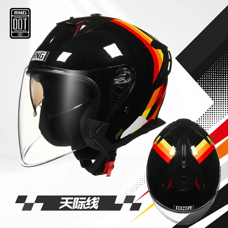 New RNG 3/4 Open‑Face Bluetooth Helmet Small Shell Riding Helmet for Motorcycle Electric Scooter Helm Motorcycle