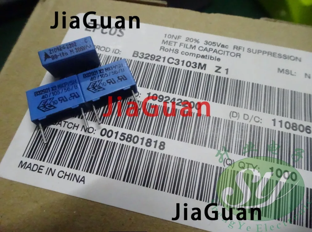 Новинка, конденсатор EPCOS B32921C3103M 0,01 мкФ 305VAC PCM10 103/305VAC p10mm, B32921 0,01 мкФ/305VAC 10nf 103, 20 шт.