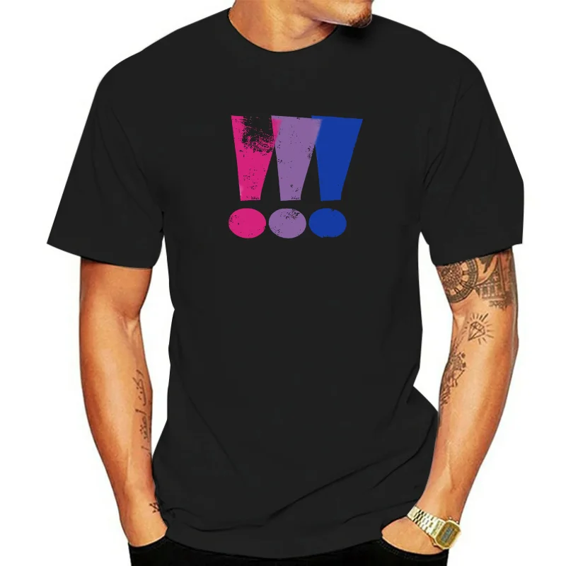 Printing On T Shirts O-Neck Short Sleeve Casual Mens Distressed Bisexual Pride Exclamation Point Graphic T-Shirt Tee  LESCNGJH