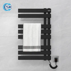 Black Bathroom Electric Heating Towel Rack White Smart Touch/WIFI Towel Radiator Electric Towel Rail Energy Saving Towel Warmer