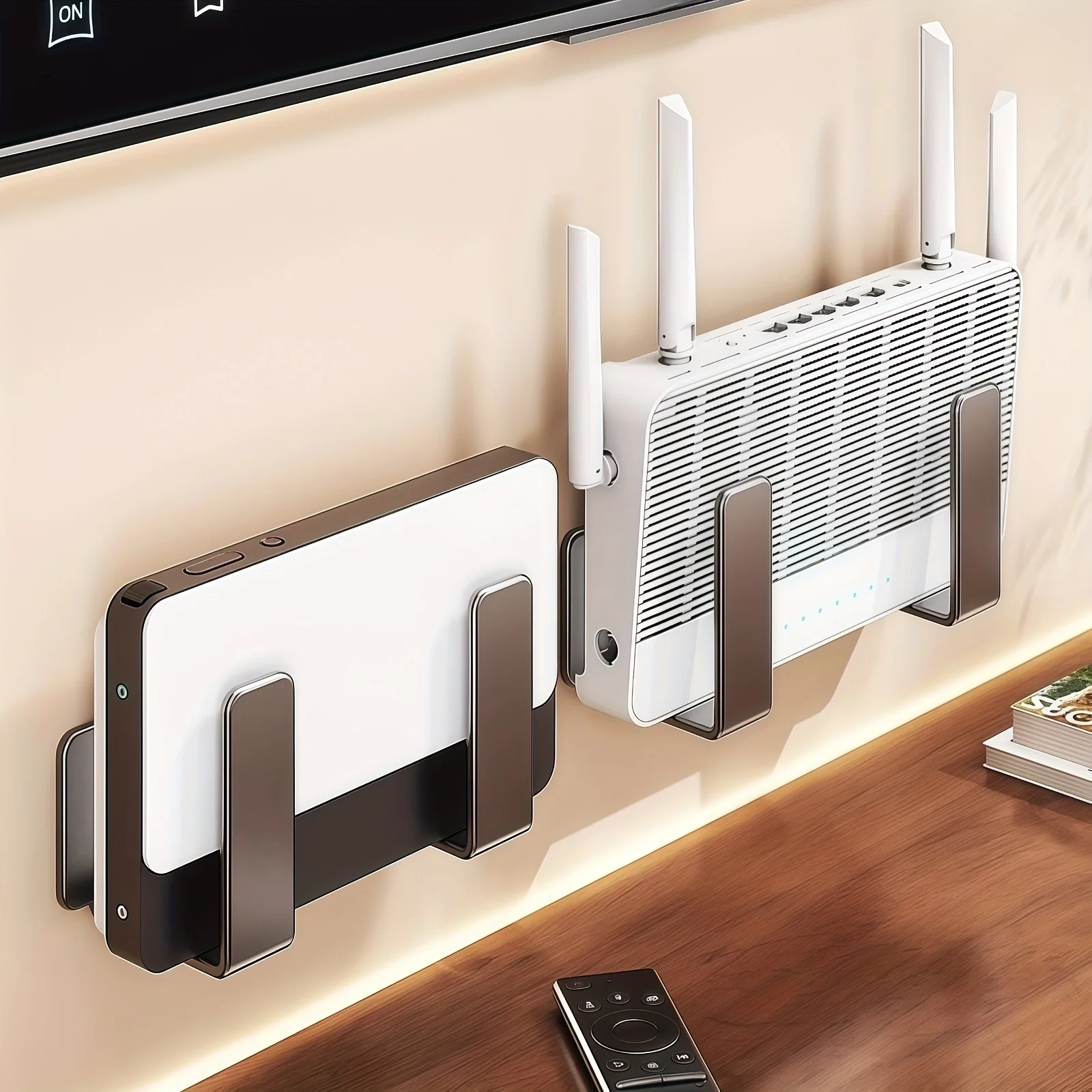 2/4/6pcs Wall-Mounted Router Set-Top Box Organizer No-Drill Multi-Purpose Cable Management Shelf for WiFi Devices Storage image 3