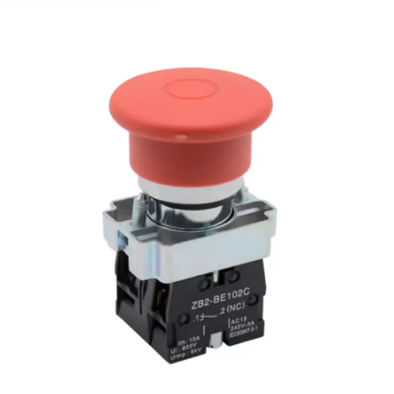 XB2-BT45 Emergency Stop Push Button Switch 1NO/1NC Push-Pull Red Sign 40mm Mushroom Head for Safety Equipment