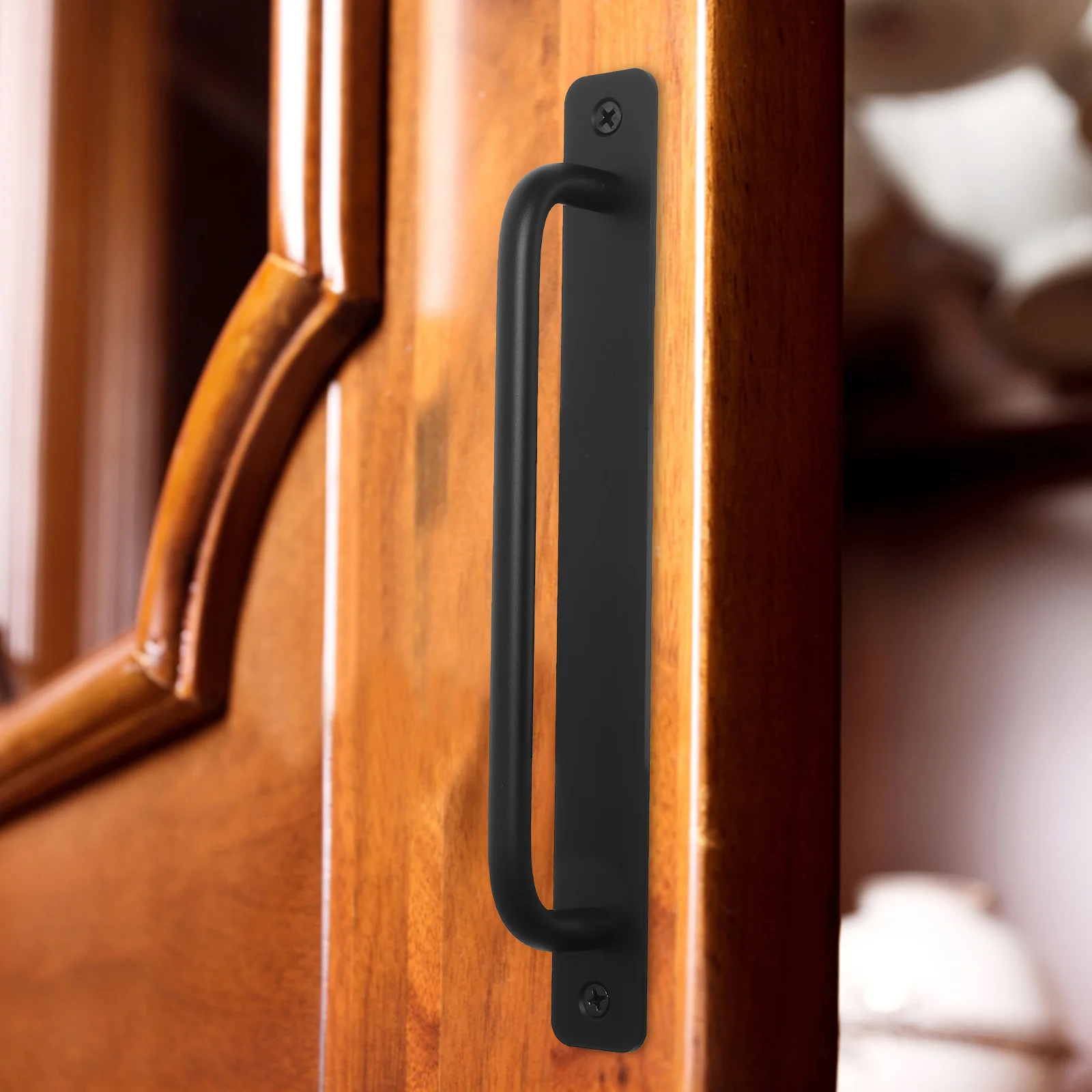 

2Pcs Black Aluminum Alloy Handles for Sliding Barn Doors Wardrobe Cabinets Shed Gates Durable Easy Installation Suitable Various