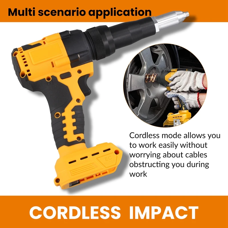 Brushless Electric Riveter Gun 3-6Mm Rivet Cordless Riveting Tool Screwdriver  For Dewalt 18V 20V Battery (No Battery)