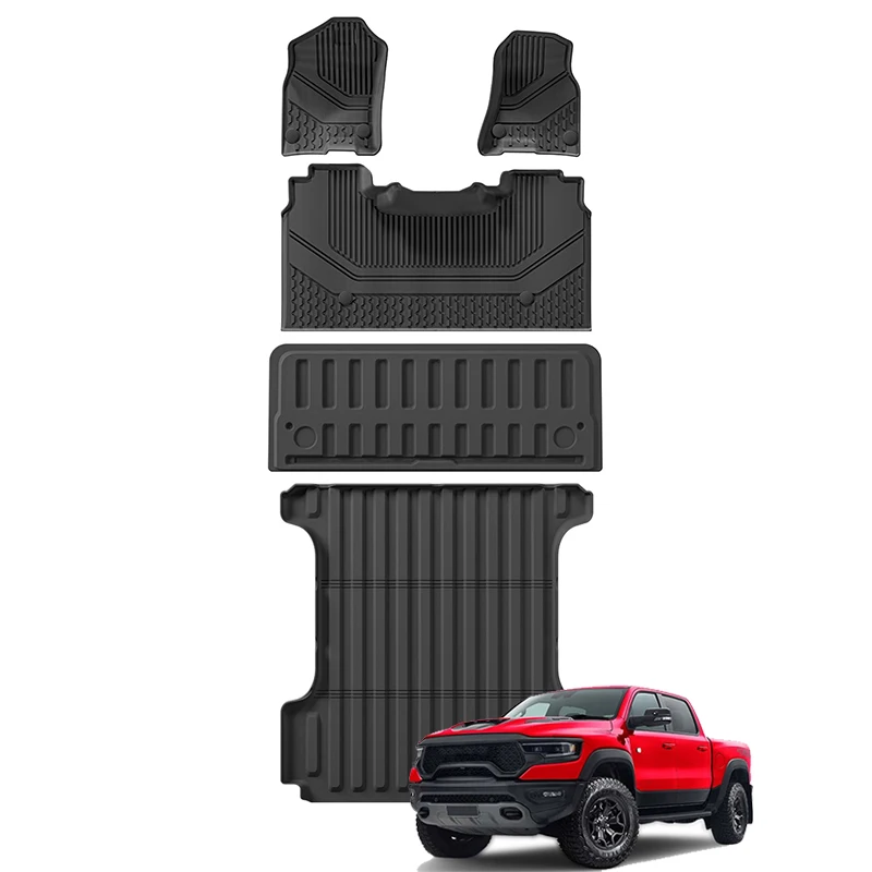 

Car Trunk Mat For Dodge RAM 1500 2019-2024 TPE Floor Mats All Weather Front Box Cushion Rear Trunk Cargo Liner Anti Dirty Pads