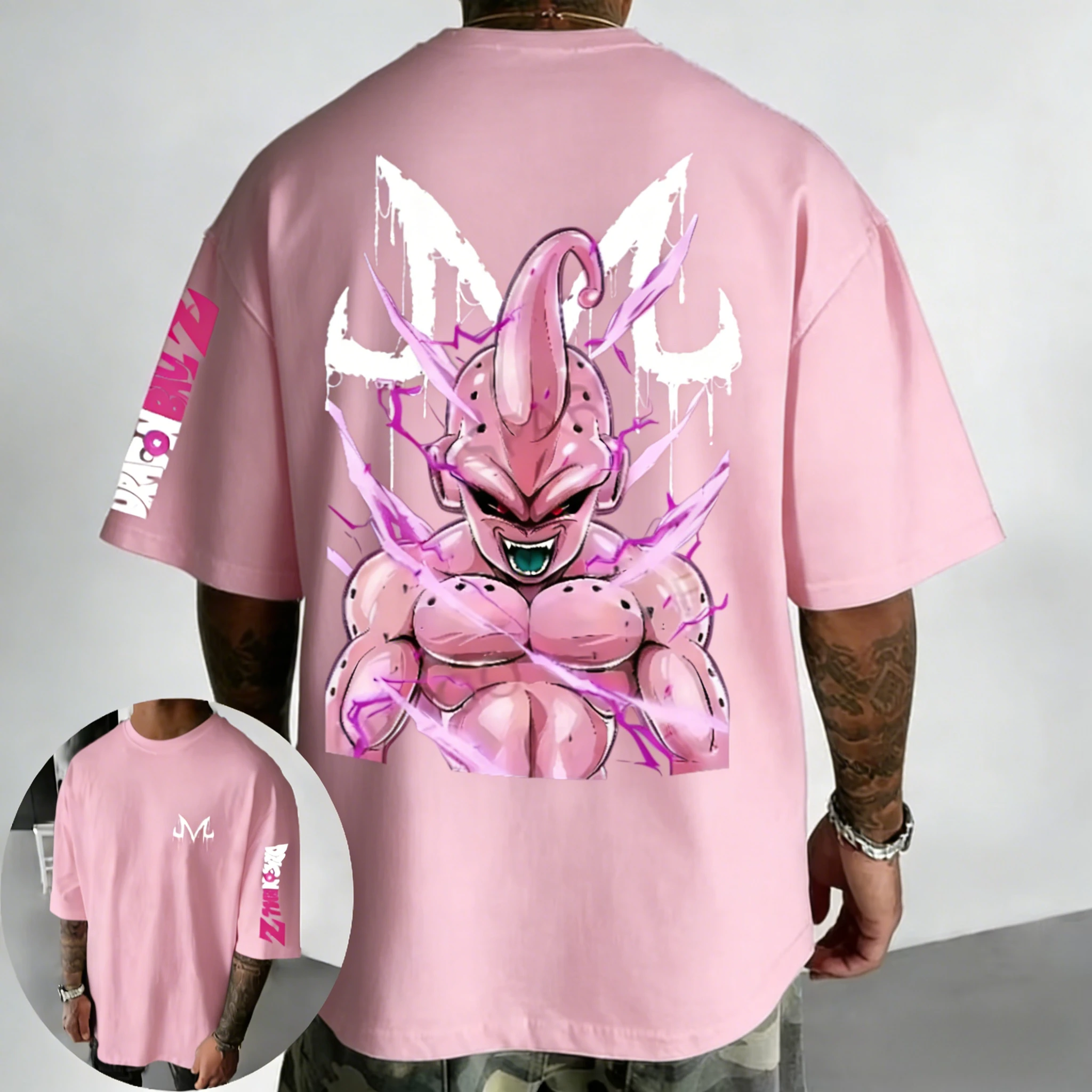 Camiseta de Algodón con Estampado de Majin Buu del Anime Dragon Ball, Nueva Colección Verano 2026, Estilo Hip Hop Urbano para Hombre, Talla Grande, Casual, Manga Corta