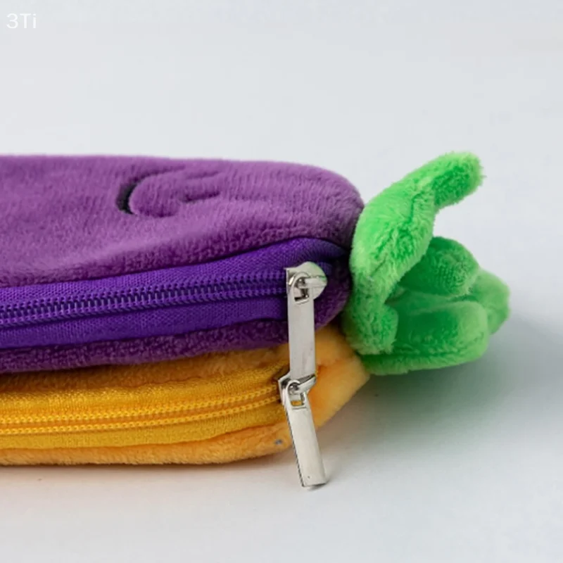 1 sztuka dzieci przenośna torba na artykuły biurowe portmonetka śliczny bakłażan marchew pluszowy piórnik Kawaii prezent szkolne