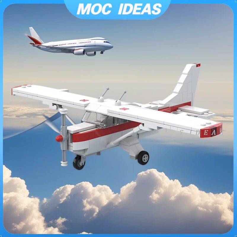 اللبنات العسكرية MOC سيسنا 175A Skylark محرك واحد ثابت الجناح الطائرات الطوب نموذج لتقوم بها بنفسك لعبة أطفال هدية عيد الميلاد