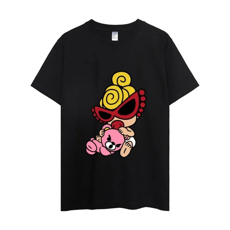 Hysteric Mini T Shirt Women Couple Combination Clothes Short Sleeve Collar Fashion Man Cotton