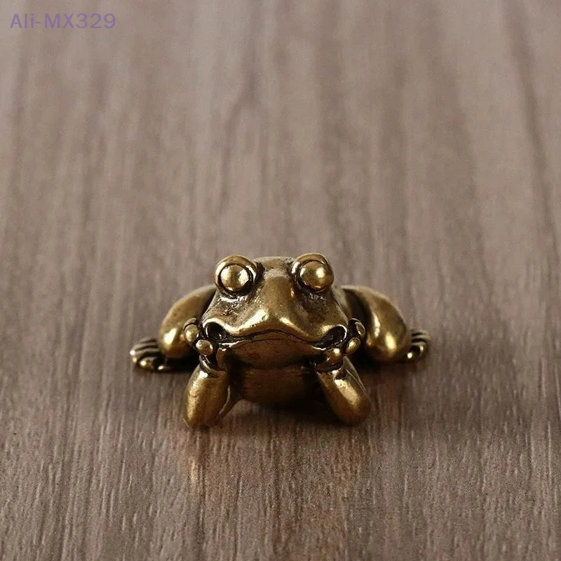 {MX} خمر النحاس الضفدع المنمنمات التماثيل اليدوية النحاس الحيوان الحلي لطيف الضفدع تمثال ديكور غرفة مكتب المنزل الحرف
