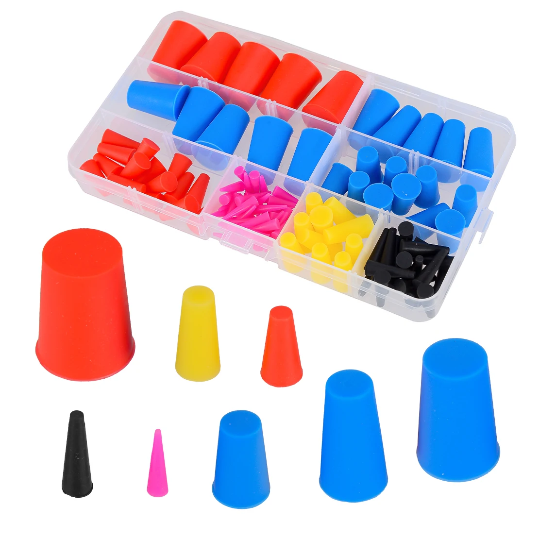 LETAOSK 105Pcs High Temp Masking Plugs Powder Coating Painting Silicone Tapered Cone Plugs Kit 8-Sizes