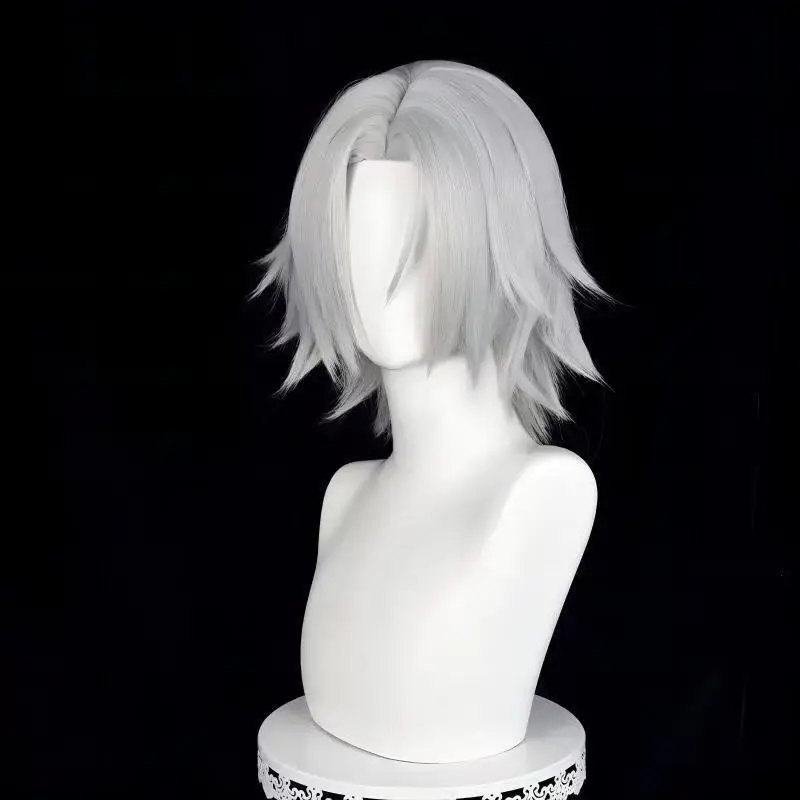 애니메이션 고쿠데라 하야토 코스프레 가발 고품질 합성 짧은 33cm 회색 내열성 헤어 파티 가발 로즈 네트 라이너 포함