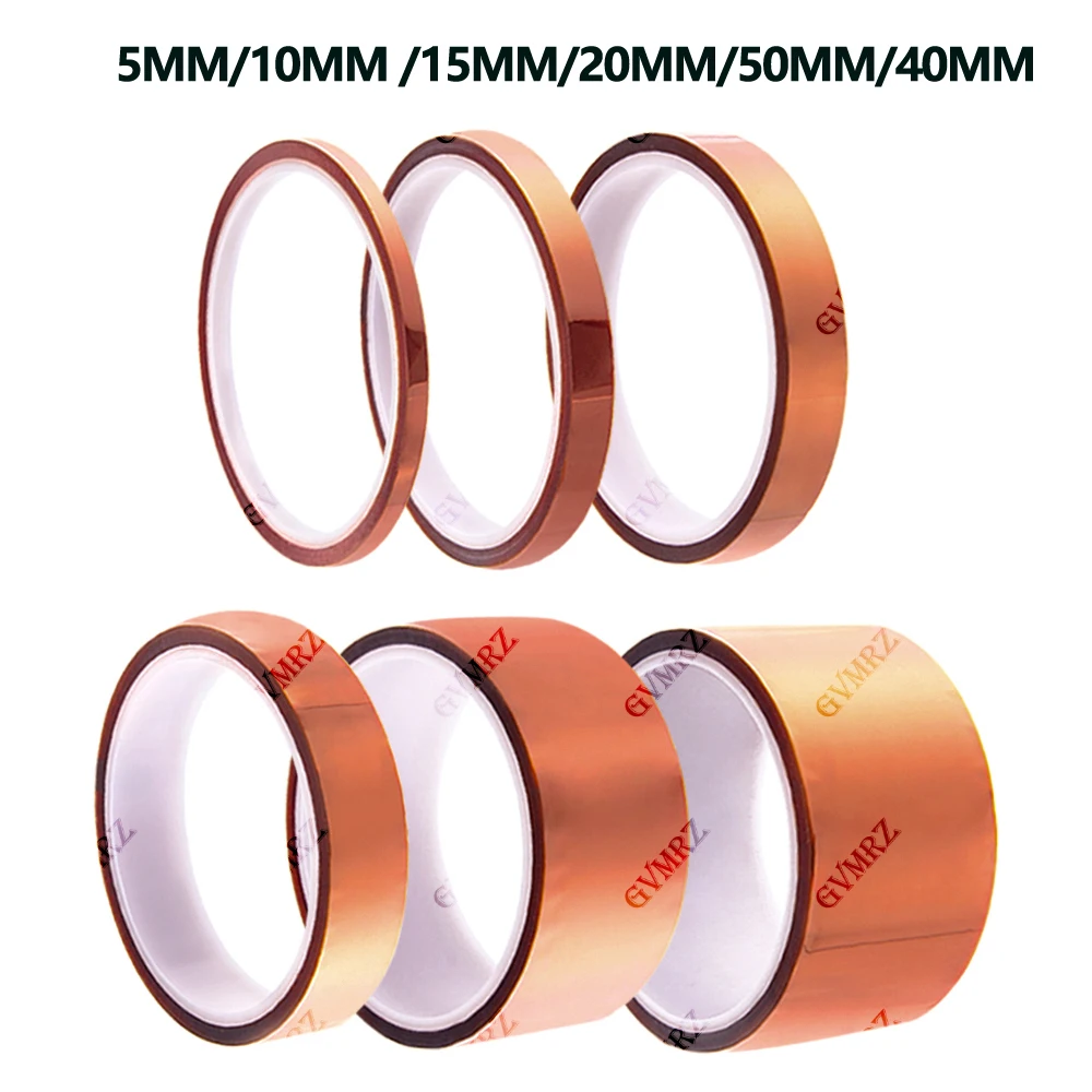 Kit Surtido de Cintas Kapton para Impresora 3D de 5mm y 10mm, Cintas de Poliimida Resistentes a Altas Temperaturas de 5/10/15/20/40/50MM para Electrónica