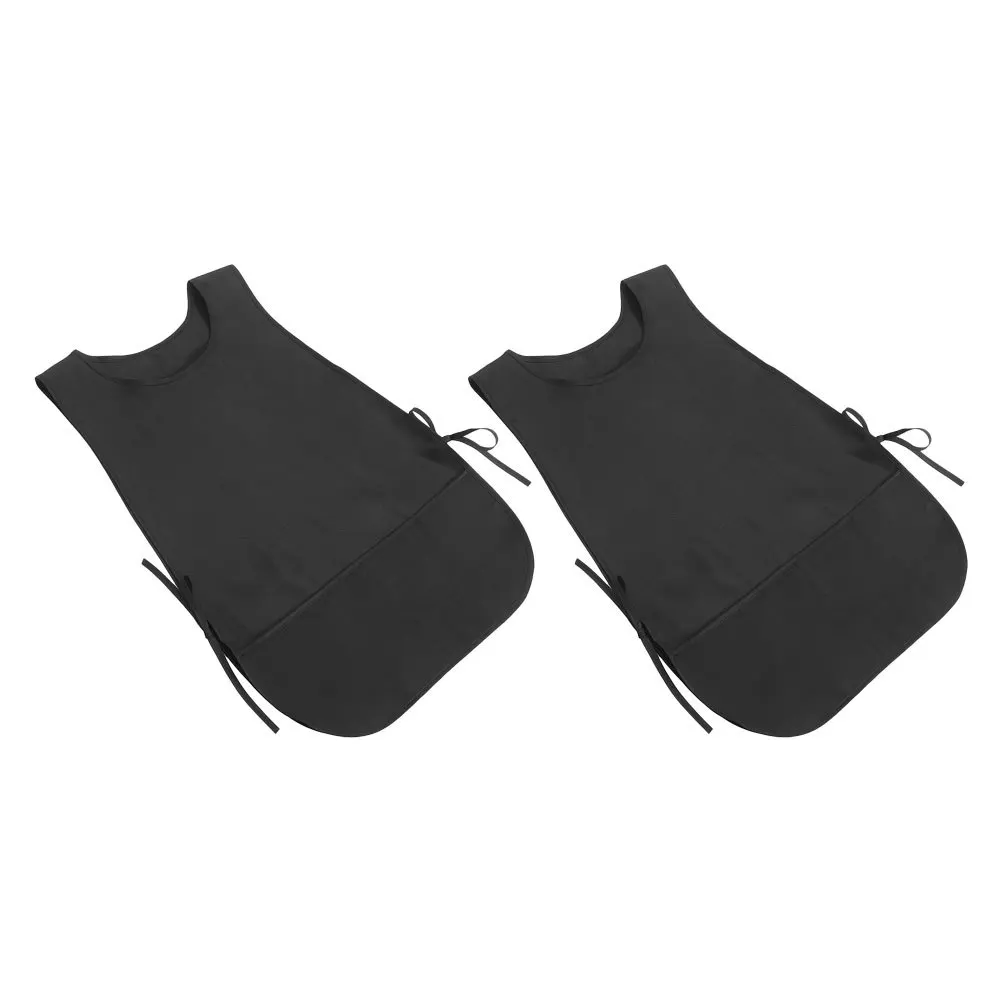 

2Pcs Waterproof Aprons Solid Black Cooking Kitchen Bib Aprons for Dishwashing Gardening Spill Protection
