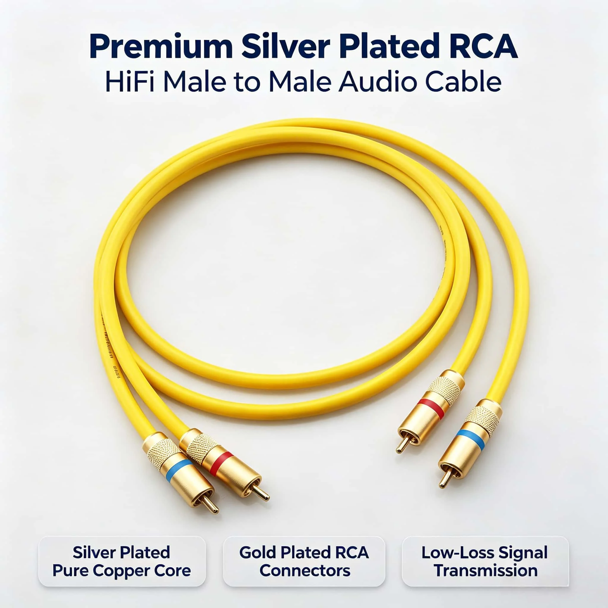 

High Purity 1 pair RCA audio cable 2 RCA to 2 RCA Interconnect Cables HIFI Stereo Male to Male For Amplifier DAC TV car audio