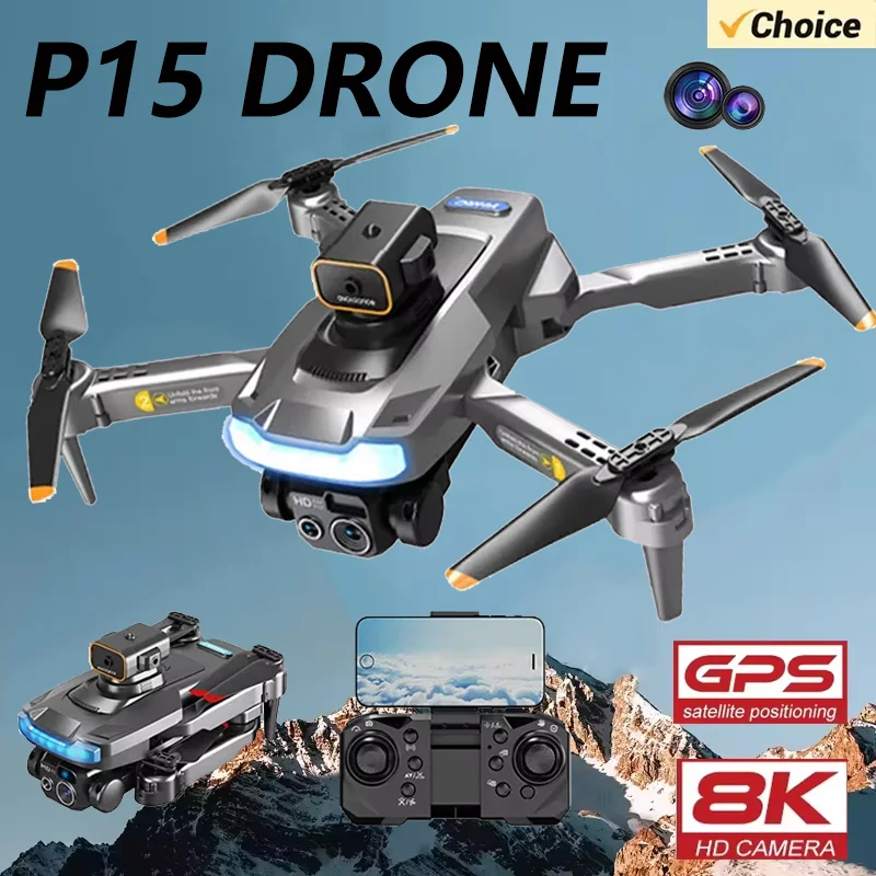 New P15 Drones 5G WIFI rofessional Brushless Motor Obstacle Avoidance HD 8K Camera Foldable Remote Control Quadcopter Toys Gifts