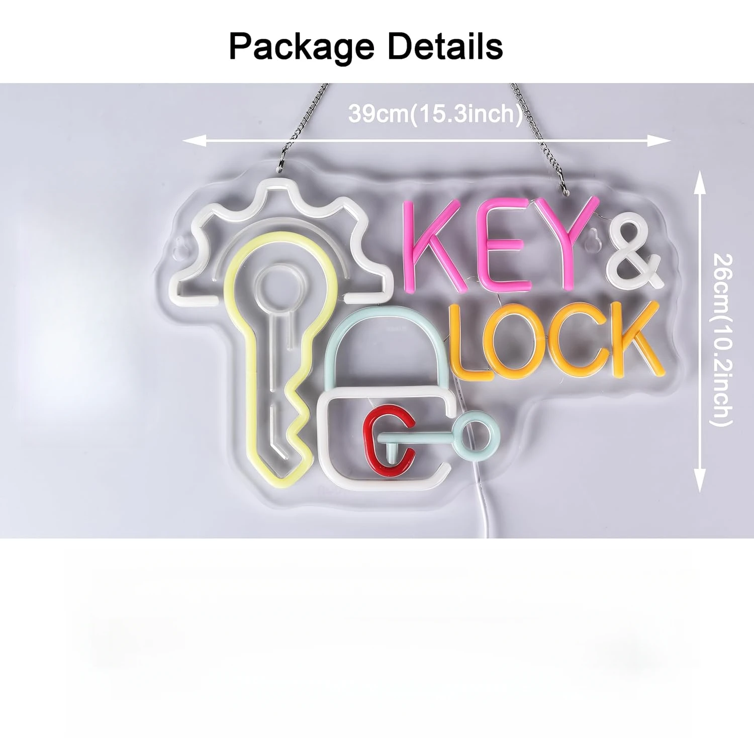 Key Lock Neon Sign Hanging Neon Light Wall Art Decor for Business Locksmith Shop Security Store Car Dealership Rental Home