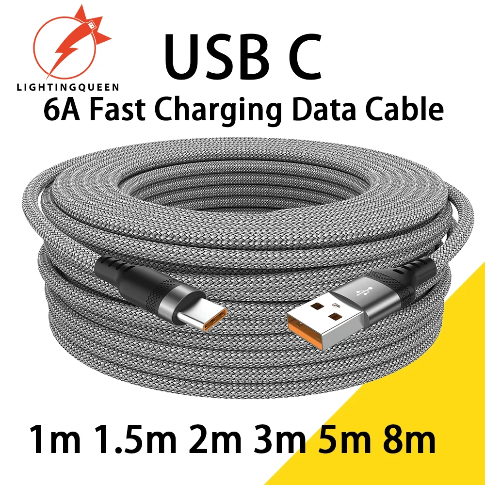 Type-C Usb Android 5-Meter 6A Extended Super- Charging Cable Suitable for Xiaomi Huawei Vivo Samsung Leeco Phone 3M Data Cable