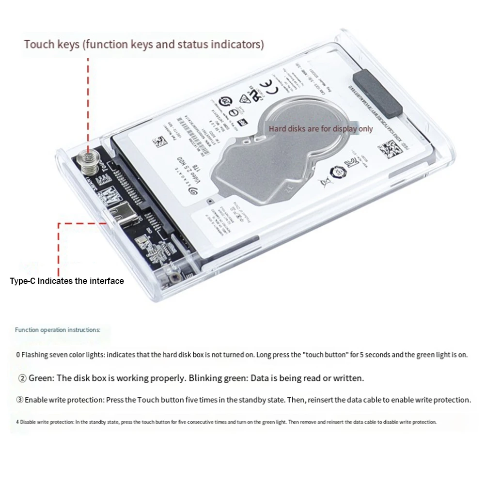 Transparent Write-Protected 2.5-Inch SATA Solid-State Mechanical Mobile Hard Drive Box 6G Master Notebook Desktop